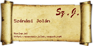 Szénási Jolán névjegykártya